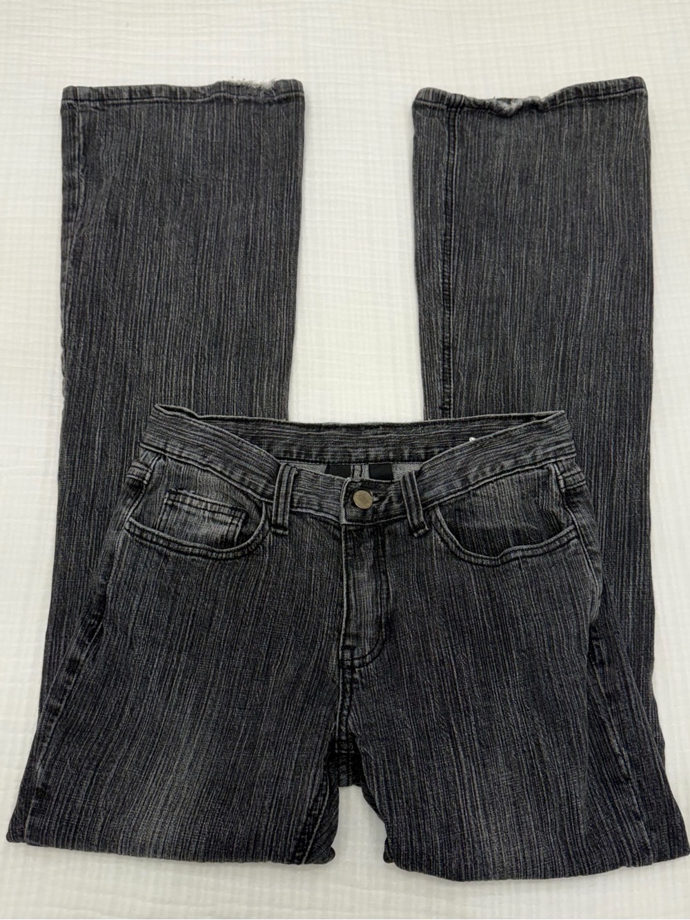 john galt black pinstriped straight leg jeans
